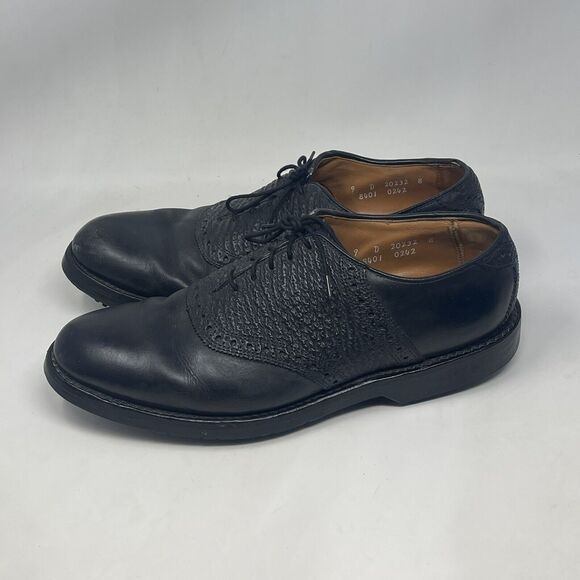 Allen Edmonds Springhill Golf Shoes Mens 9 D Black Leather Soft Spikes READ main image 16